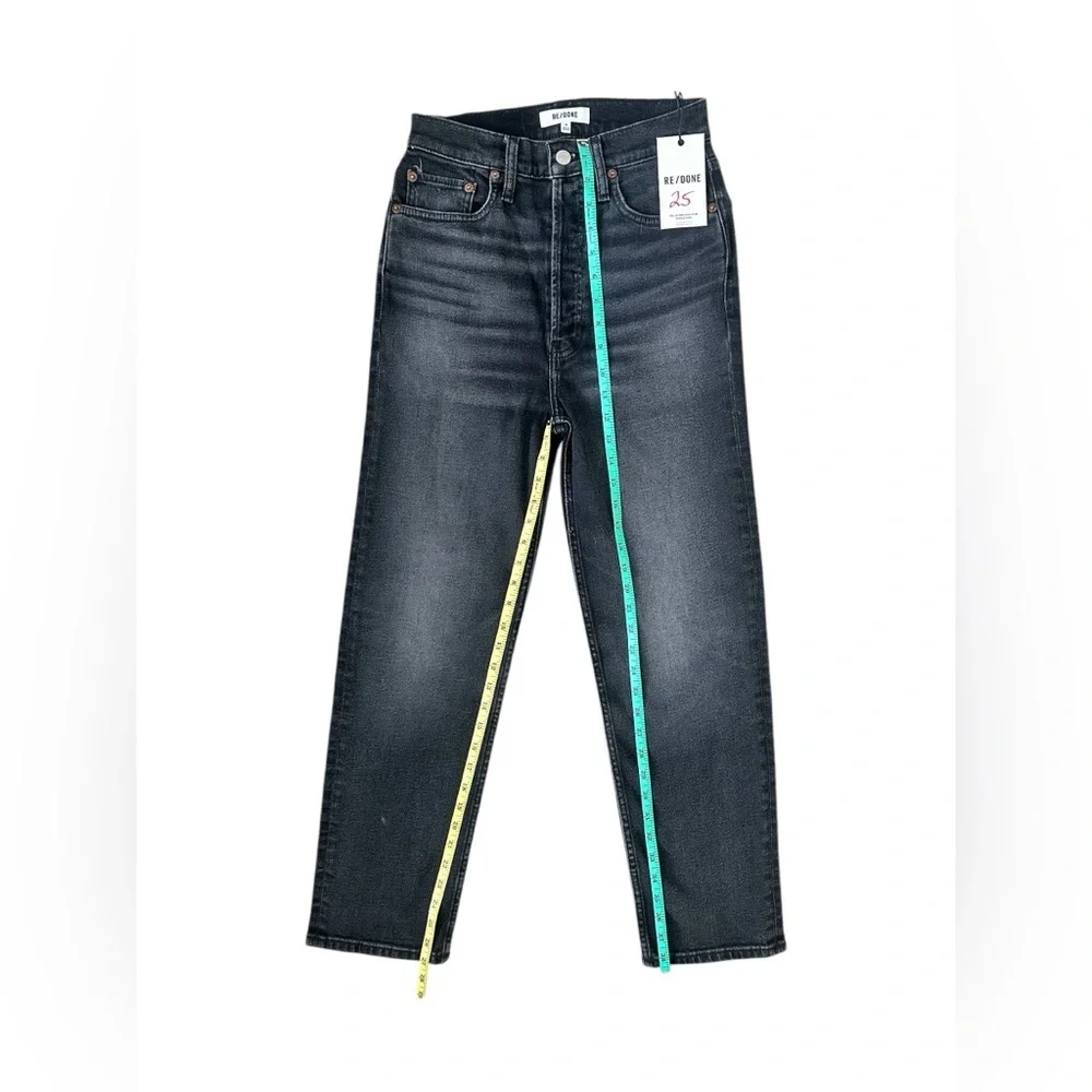 RE/DONE Jeans 70s Ultra High Rise Stove Pipe Black Denim Women Size 26 $265 NWT